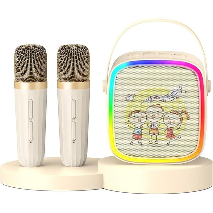 Mini Karaoke Machine for Kids: Portable Karaoke Machine with 2 Wireless Microphones & LED Lights for Home Party, Kids Music Toys Christmas Brithday Gifts for Girls Boys Teen