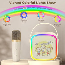 Load image into Gallery viewer, Mini Karaoke Machine for Kids: Portable Karaoke Machine with 2 Wireless Microphones &amp; LED Lights for Home Party, Kids Music Toys Christmas Brithday Gifts for Girls Boys Teen
