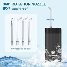 Load image into Gallery viewer, Portable Water Flosser for Teeth,Travel Water Flosser Picks,Mini Cordless Oral Irrigator Rechargeable Power Dental with Telescopic Water Tank, IPX7 Wateroproof for Brace &amp; Sensitive Teeth Care,Black
