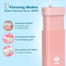Load image into Gallery viewer, Portable Water Flosser for Teeth,Travel Water Flosser Picks,Mini Cordless Oral Irrigator Rechargeable Power Dental with Telescopic Water Tank, IPX7 Wateroproof for Brace &amp; Sensitive Teeth Care,Pink
