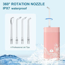 Load image into Gallery viewer, Portable Water Flosser for Teeth,Travel Water Flosser Picks,Mini Cordless Oral Irrigator Rechargeable Power Dental with Telescopic Water Tank, IPX7 Wateroproof for Brace &amp; Sensitive Teeth Care,Pink
