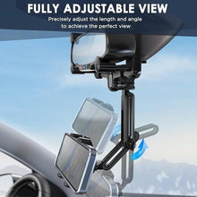 Load image into Gallery viewer, IPOW Large Rearview Mirror Phone Holder for Car 360°Rotatable and Retractable, 2024 Upgraded Four Corners Fixed Anti-Shake Multifunctional Design for All Phones and All Car Rearview Mirror with Button
