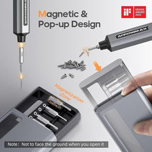 Load image into Gallery viewer, AM ARROWMAX Electric Screwdriver, Cordless Precision Screwdriver Set with 34 Magnetic Precision Bits, Smart Motion Control, IF Winning Design Tool Kit for Electronics Laptop Glasses (SES PRO) Grey

