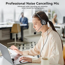 Load image into Gallery viewer, Wantek Headset with Microphone for PC, USB Wired Headphones - USB-C Over-Ear 3.5mm Headsets with Noise-Cancelling Microphone for Laptop - Computer Headphones with Mic in-line Control for Home
