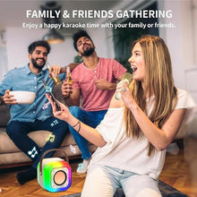Load image into Gallery viewer, Karaoke Machine for Adults Kids: Portable PA System with 2 Wireless Microphones, Karaoke Speaker with 3.5&quot; Subwoofers and LED Lights for Home Party, Best Music Gifts for All

