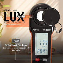 Load image into Gallery viewer, Digital Plant Light Meter, Kethvoz Lux/Foot Candles Tester w/ 270º Rotating Sensor Detect Lighting Illuminance 400,000Lux w/Data Logging for Aquarium Greenhouse Grow Photography
