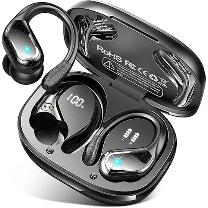 Wireless Earbud, 75Hrs Bluetooth 5.4 Headphones IP7 Waterproof for Sport, Running Wireless Earphones with ENC Noise Cancelling Mics, Deep Bass Over Ear bud with Earhooks for Android, iOS, Workout, Gym