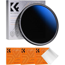 Load image into Gallery viewer, K&amp;F Concept 55mm Variable ND2-2000 (1-11 Stops) ND Camera Lens Filter-18 Multi-Coated Adjustable Neutral Density Filter with 3 Vacuum Cleaning Cloths (K-Series)
