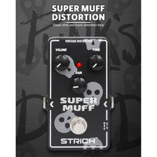 Load image into Gallery viewer, STRICH Distortion Guitar Pedal, Morpher Distortion, Super Muff Analog, Tight, Classic Crunch 80s Metal, True Bypass for Electric Guitar, White and Black
