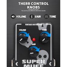Load image into Gallery viewer, STRICH Distortion Guitar Pedal, Morpher Distortion, Super Muff Analog, Tight, Classic Crunch 80s Metal, True Bypass for Electric Guitar, White and Black
