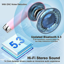 Load image into Gallery viewer, Wireless Earbuds, 2024 Bluetooth Headphones V5.3 Ear Buds Built-in ENC Noise Cancelling Mics, 40H Stereo Bass Bluetooth Earbuds with Dual LED Display, IP7 Waterproof Earphones for Android iOS, Pink
