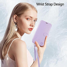 Load image into Gallery viewer, VANAVAGY Compatible for Galaxy S23 FE Wallet Case for Women and Men,RFID Flip Leather Cover with Wrist Supports Wireless Charging with Card Holder and Glass Screen Protector,Clove Purple
