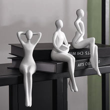 Load image into Gallery viewer, Quoowiit White Decor Thinker Statue - Unique Ornament Sculpture, Modern Home Decor Accents for Bookshelf &amp; Table, 3 Piece
