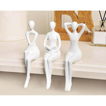 Load image into Gallery viewer, Quoowiit White Decor Thinker Statue - Unique Ornament Sculpture, Modern Home Decor Accents for Bookshelf &amp; Table, 3 Piece

