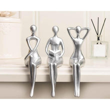 Load image into Gallery viewer, Quoowiit Thinker Statue - Office &amp; Home Decor, Silver Art Sculpture - 3 Piece Set
