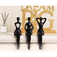 Load image into Gallery viewer, Quoowiit Black Thinker Statue Book Shelf Decor, Minimalist Modern Home Collectable Figurines for Office, Desk, Coffee Table - 3 Piece Set
