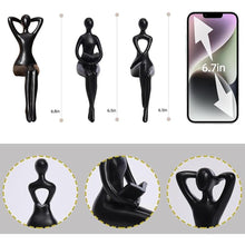Load image into Gallery viewer, Quoowiit Black Thinker Statue Book Shelf Decor, Minimalist Modern Home Collectable Figurines for Office, Desk, Coffee Table - 3 Piece Set
