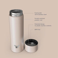 Load image into Gallery viewer, Mini Stainless Steel Water Bottle 14oz - Non-insulated | Designed for Bags | Slim, Ultra Lightweight &amp; Stylish – Desert Beige
