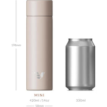 Load image into Gallery viewer, Mini Stainless Steel Water Bottle 14oz - Non-insulated | Designed for Bags | Slim, Ultra Lightweight &amp; Stylish – Desert Beige
