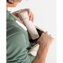 Load image into Gallery viewer, Mini Stainless Steel Water Bottle 14oz - Non-insulated | Designed for Bags | Slim, Ultra Lightweight &amp; Stylish – Desert Beige
