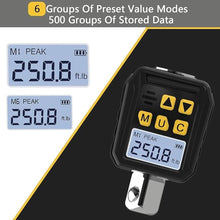 Load image into Gallery viewer, 1/2” Drive Digital Torque Adapter, 12.54-250.8 Ft-lb/17-340 Nm Digital Torque Adapter Set with 3/8&quot; and 1/4&quot; Adapters, Buzzer &amp; LED Flash Notification for Motorcycle Car Repair
