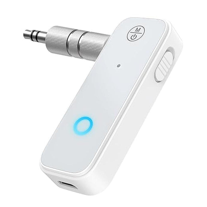 Aux Bluetooth Adapter for Car, 2 in 1 Bluetooth Transmitter Receiver for Hands-Free Call, Noise Cancelling 3.5mm AUX Bluetooth 5.0 Receiver for Home Stereo System/Headphones/Easy Connect White