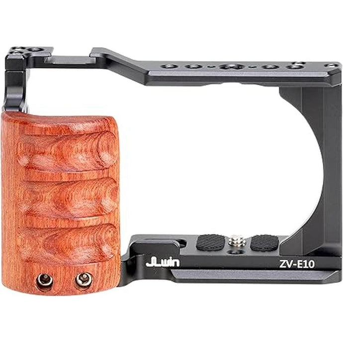 Foto4easy zv-e10 cage with Wood Handle for Sony ZV-E10 Camera,Quick Release Plate for Arca-Swiss,1/4