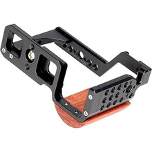 Load image into Gallery viewer, Foto4easy zv-e10 cage with Wood Handle for Sony ZV-E10 Camera,Quick Release Plate for Arca-Swiss,1/4&quot; &amp; 3/8&quot; Screw Holes and Cold Shoe Mount for Accessories
