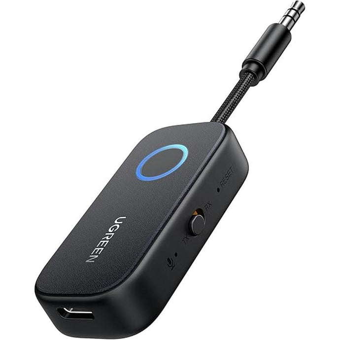 UGREEN Airplane Bluetooth 5.2 Transmitter Adapter for Airpods or Headphones Dual Pairs, 2-in-1 Wireless Bluetooth 3.5mm Aux Audio Transmitter/Receiver for Flight, TV, Car Stereo, Treadmill, MP3 Player