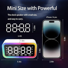 Load image into Gallery viewer, Big Digital Dual Alarm Clock with Snooze, Bluetooth Speaker with HIFI Stereo, 3-level Dimmable, Colorful LED Lights, Voice-activated, Rechargeable Battery, 12/24H, Compact Clock for Bedrooms (White)
