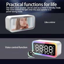 Load image into Gallery viewer, Big Digital Dual Alarm Clock with Snooze, Bluetooth Speaker with HIFI Stereo, 3-level Dimmable, Colorful LED Lights, Voice-activated, Rechargeable Battery, 12/24H, Compact Clock for Bedrooms (White)
