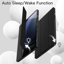 Load image into Gallery viewer, JETech Case for Samsung Galaxy Tab S9 FE+ / S9 FE Plus 12.4-Inch with S Pen Holder, Soft TPU Tri-Fold Stand Protective Tablet Cover, Support S Pen Charging, Auto Wake/Sleep (Black)
