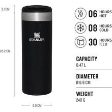 Load image into Gallery viewer, Stanley Aerolight Transit Travel Mug 0.47L - Keeps 6 Hours Hot - 8 Hours Cold - Dishwasher Safe - Leakproof - Car Cup Holder Compatible - Insulated Coffee Cup - Black Metallic
