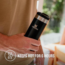 Load image into Gallery viewer, Stanley Aerolight Transit Travel Mug 0.47L - Keeps 6 Hours Hot - 8 Hours Cold - Dishwasher Safe - Leakproof - Car Cup Holder Compatible - Insulated Coffee Cup - Black Metallic
