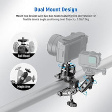 Load image into Gallery viewer, NEEWER Super Clamp with 3" Dual Ballhead Magic Arm, Ball Head Adapter, Cold Shoe, Phone Holder, Action Camera Clamp Mount for Flat/Round Surface Compatible with GoPro DJI iPhone 15 Pro Max, ST85
