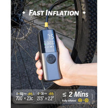 Load image into Gallery viewer, Bike Electric Air Pump: 150Psi Portable Bicycle Tire Pump with Digital Pressure Gauge for Road Bike, Mountain Bike, E-Bike, Motorcycle with Presta, Schrader, Dunlop Valve Accessories
