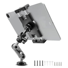Load image into Gallery viewer, Aluminum Heavy Duty Drill Base Tablet Holder Car Mount Dashboard, 360° Adjustable 2-Stage Stand for 4.7-12.9" iPad Pro/Air/Mini/Samsung Galaxy Tab, for Car Truck Wall Desk Commercial Vehicle
