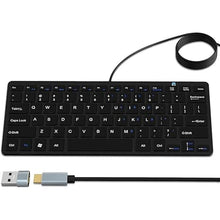 Load image into Gallery viewer, Ultra-Slim 78keys USB-C Mini Wired Keyboard with Media Hotkeys for Apple Mac Pro, MacBook 56Pro/ iMac, Air, Mac Mini, Laptop Computers, Windows Desktop PC 11/10/8/7, With USB-C to A OTG Adapter, Black
