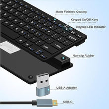 Load image into Gallery viewer, Ultra-Slim 78keys USB-C Mini Wired Keyboard with Media Hotkeys for Apple Mac Pro, MacBook 56Pro/ iMac, Air, Mac Mini, Laptop Computers, Windows Desktop PC 11/10/8/7, With USB-C to A OTG Adapter, Black
