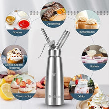 Load image into Gallery viewer, 304 Stainless Steel Whipped Cream Dispenser 500ml with 3 Nozzles, Cream Sprayer For Desserts, Cream Whipper, Espumas Siphon, Cream Siphon, Espuma Bottle, Whipped Cream Maker For Christmas Gifts
