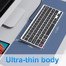 Load image into Gallery viewer, Ultra-Slim 78keys USB Mini Wired Keyboard with Media Hotkeys for Apple Mac Pro, MacBook 56Pro/ iMac, Air, Mac Mini, Laptop Computers, Windows PC 11/10/8/7, with USB-A to C OTG Adapter, Silver Black
