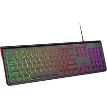 Load image into Gallery viewer, USB Wired Computer Keyboard with Backlit - Full Size Office Keyboard with Number Pad, Caps Indicators, Foldable Stands, for PC Laptop Desktop Windows 7 8 10 11 (Black)
