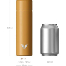 Load image into Gallery viewer, Mini Stainless Steel Water Bottle 14oz - Non-insulated | Designed for Bags | Slim, Ultra Lightweight &amp; Stylish - Yellow

