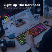 Load image into Gallery viewer, USB Wired Keyboard with Backlit 7-Colors, Full Size Keyboard with Retro Keycaps, Numeric Keypad and Media Hotkey for Computer Desktop PC Laptop and Windows 7 8 10 11
