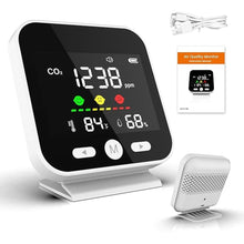 Load image into Gallery viewer, Portable CO2 Detector, Temperature Humidity CO2 Sensor, 4-in-1 Portable CO2 Monitor, Accurate NDIR Sensor, CO2 Meter with Alarm, for Grow Tents, Homes, Factories, Travel, Cars
