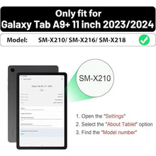 Load image into Gallery viewer, Timecity Case for Samsung Galaxy Tab A9+/ A9 Plus Case 11 inch (SM-X210/X216/X218), Full-Body Protective Case with Screen Protector, Rotating Stand, Hand/Shoulder Strap Galaxy A9+ Tablet Case- Black
