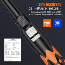Load image into Gallery viewer, 1/2-Inch Drive Click Torque Wrench, 25-145 Ft.Lb/34-197.2 Nm Dual-Direction Adjustable Torque Wrench for Motorcycle Car Maintenance
