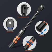 Load image into Gallery viewer, 1/2-Inch Drive Click Torque Wrench, 25-145 Ft.Lb/34-197.2 Nm Dual-Direction Adjustable Torque Wrench for Motorcycle Car Maintenance
