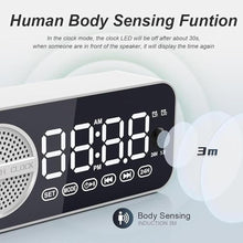 Load image into Gallery viewer, Digital LED Alarm Clock with Wireless Speaker, Dual Alarm Clocks for Bedroom/Heavy Sleepers/Adult/Teens, Bluetooth Speaker Support TF Card Playback FM Radio (White)
