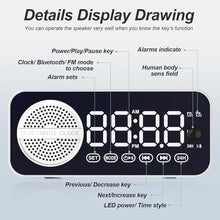 Load image into Gallery viewer, Digital LED Alarm Clock with Wireless Speaker, Dual Alarm Clocks for Bedroom/Heavy Sleepers/Adult/Teens, Bluetooth Speaker Support TF Card Playback FM Radio (White)
